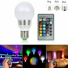 

LED 85-265V 110V 220V E14 E27 Screw Base Remote Control Lamp 3W RGB Multicolor LED Globe Light Bulb for Home Bedroom Decoration