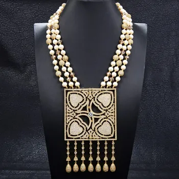 GuaiGuai Jewelry 22" 2 Strands White Round Pearl CZ Ball Crystal Necklace Big Square CZ Gold Plated Pendant
GuaiGuai Jewelry 22" 2 Strands White Round Pearl CZ Ball Crystal Necklace Big Square CZ Gold Plated Pendant