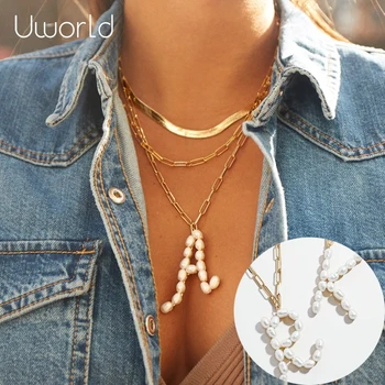 Sexy 26 Letter Pendant Necklace Natural Freshwater Pearl Gold Color Crude Link Chain Initial Charm Necklaces Girls Jewelry
Sexy 26 Letter Pendant Necklace Natural Freshwater Pearl Gold Color Crude Link Chain Initial Charm Necklaces Girls Jewelry