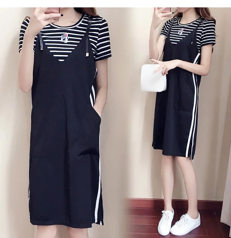 2019 Summer Wear New Style Korean-style Large Size Dress Fat Mm Plus-sized Fashion Stripes Strapped Dress Two-Piece Women's
2019 Summer Wear New Style Korean-style Large Size Dress Fat Mm Plus-sized Fashion Stripes Strapped Dress Two-Piece Women's