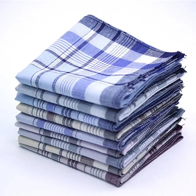 

12Pcs Multicolor Plaid Stripe Men Pocket Squares Business Chest Towel Pocket Hanky Handkerchiefs Hankies Scarves Cotton