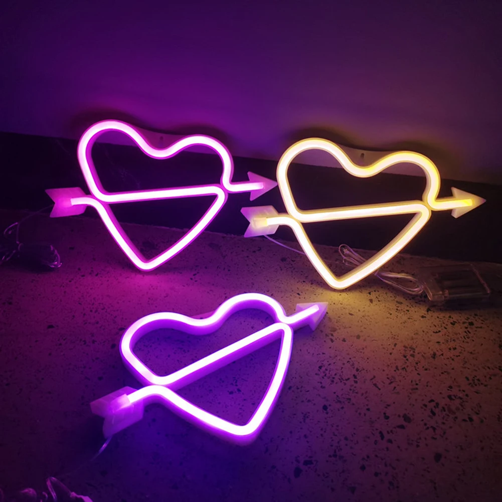 Фото Неоновый светодиодный светильник в форме сердца цветная Радужная неоновая