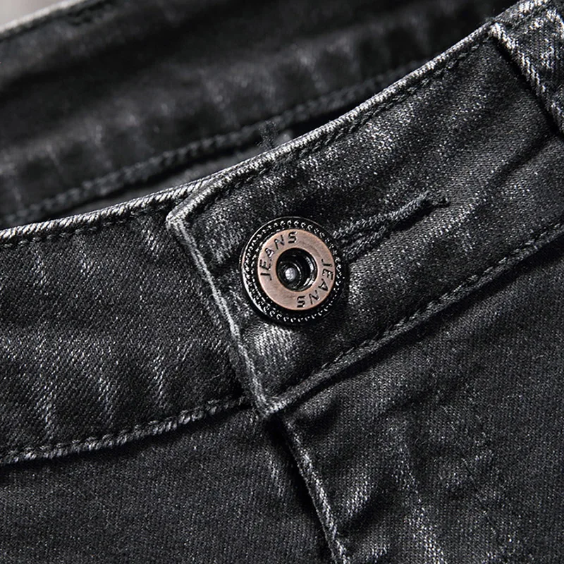 Waliicorners Men's Black Ripped Jeans Slim Fit Locomotive Pants Stretch Retro Men's High Quality Hip-hop Trousers Color patch Punk Streetwear 10 H67a416daa16943d6b8bd0eebe6bf28e9p