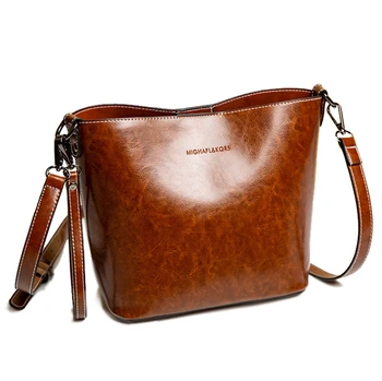 Oil Wax Leather Shoulder Bucket Bag Multifunction Elegant Women Square Messenger Bag with Short Handle Canvas Drawstring Storage 
Oil Wax Leather Shoulder Bucket Bag Multifunction Elegant Women Square Messenger Bag with Short Handle Canvas Drawstring Storage