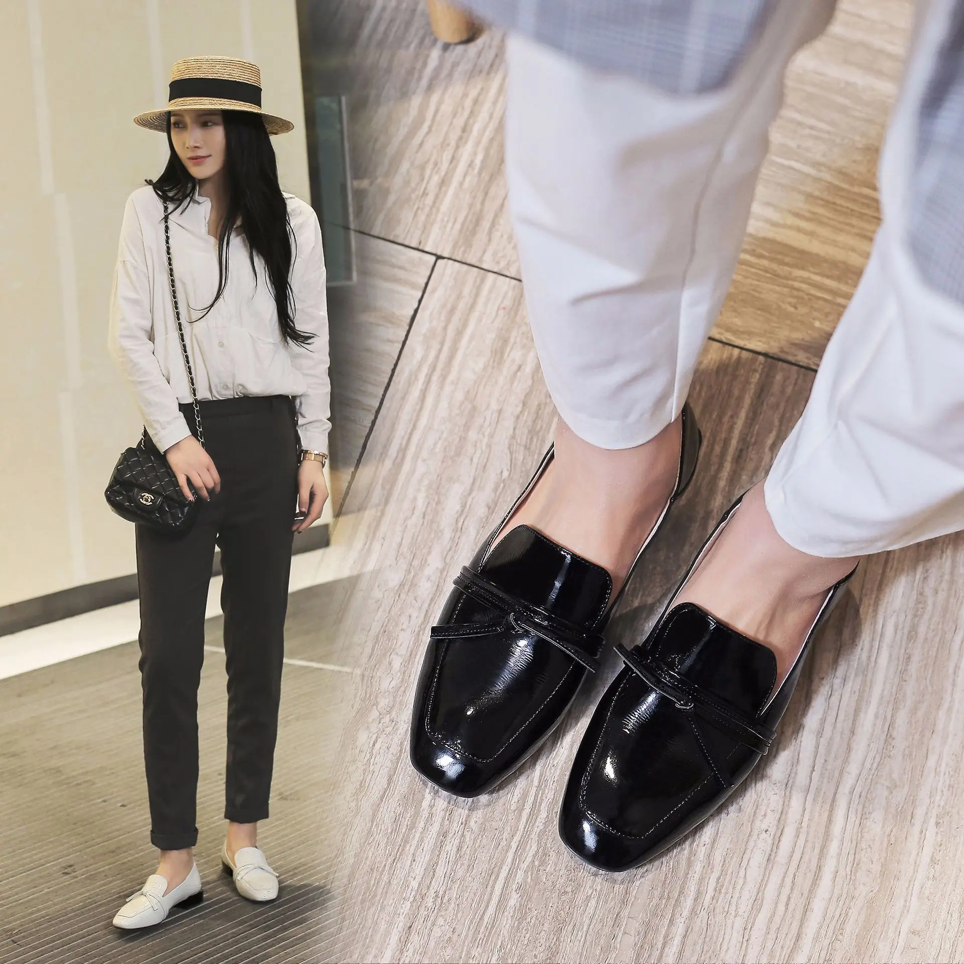2019 Spring And Summer New Style Low Heel Patent Leather Double Purpose Square Head Genuine Leather WOMEN'S Shoes Women's Women'
2019 Spring And Summer New Style Low Heel Patent Leather Double Purpose Square Head Genuine Leather WOMEN'S Shoes Women's Women'