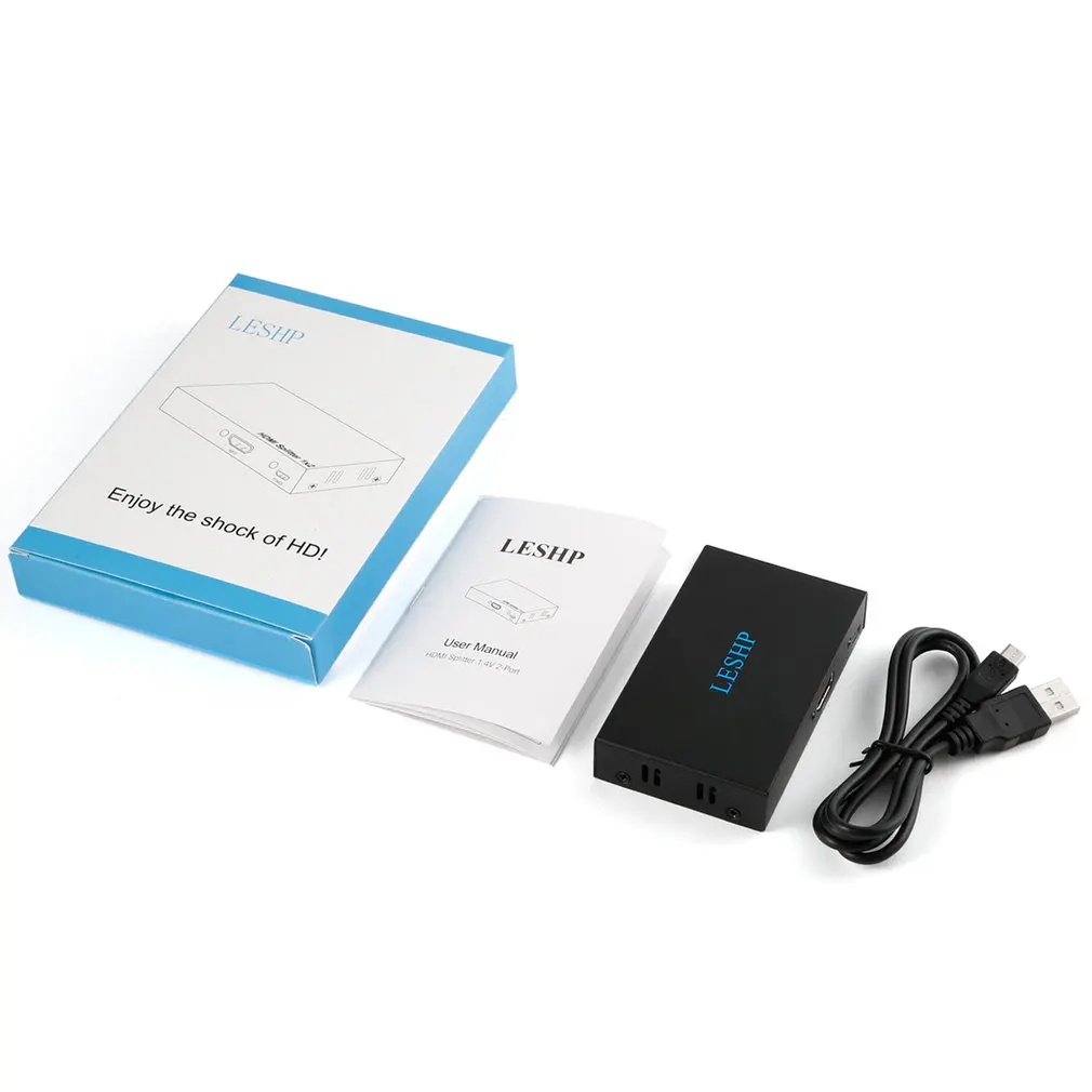 LESHP Black Portable Plug and Play Low Power Consumption 4K HDMI Switcher 1 in 2 Out Two Port 1.4V Splitter Box Hub
LESHP Black Portable Plug and Play Low Power Consumption 4K HDMI Switcher 1 in 2 Out Two Port 1.4V Splitter Box Hub