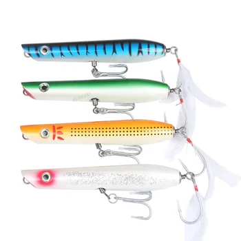 MIZUGIWA 4pcs Pencil Popper Plugs 6“ GT Wooden Lure with Feather Handmade Surf Lures Floating Mustad Hooks Trolling Bait Tuna
MIZUGIWA 4pcs Pencil Popper Plugs 6“ GT Wooden Lure with Feather Handmade Surf Lures Floating Mustad Hooks Trolling Bait Tuna