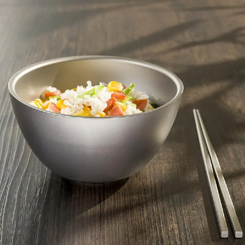 550ml Pure Titanium Rice Bowl For Children's Health Tableware Double-layer Heat Insulation And Anti-Fall Portable Small Bowl
550ml Pure Titanium Rice Bowl For Children's Health Tableware Double-layer Heat Insulation And Anti-Fall Portable Small Bowl