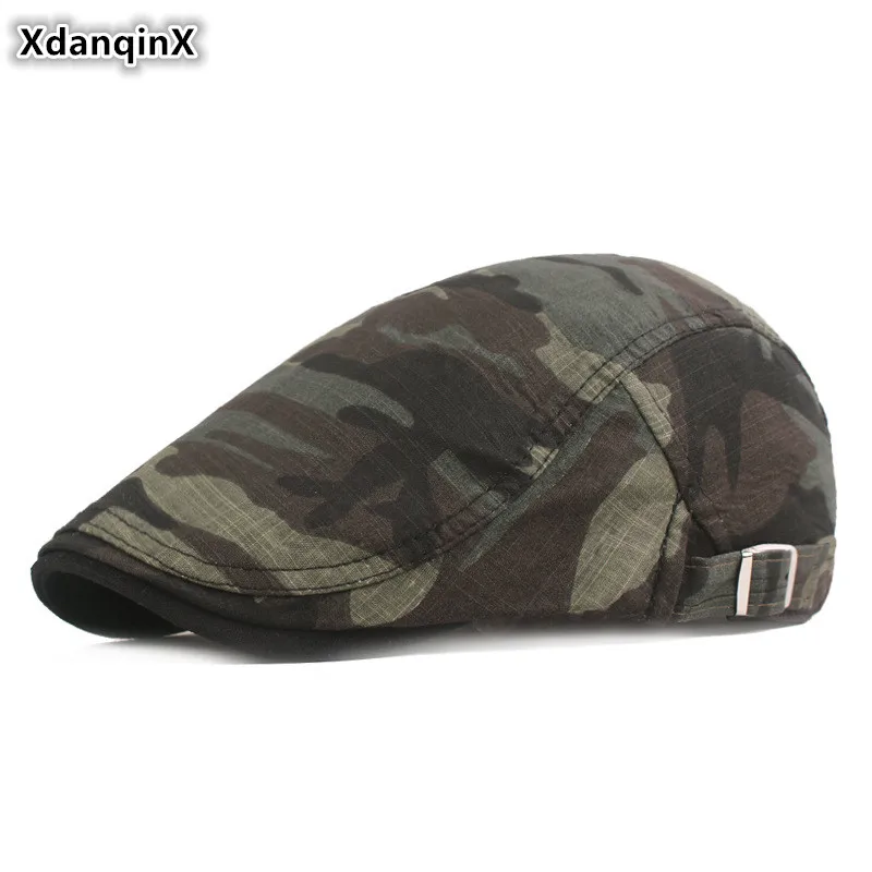 

XdanqinX Adjustable Size 2020 New Camouflage Hat Men's Fashion Cotton Berets Brand Caps Dad's Hats Women's Embroidery Tongue Cap