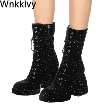 Chunky high heel Martin boots women Autumn Winter shoes British style ankle boots square toe short botas zapatos de mujer 
Chunky high heel Martin boots women Autumn Winter shoes British style ankle boots square toe short botas zapatos de mujer