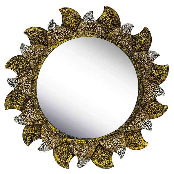 Зеркало Солнце Тасмания 40 см античное золото &quotПеро Павлина" | Дом и сад