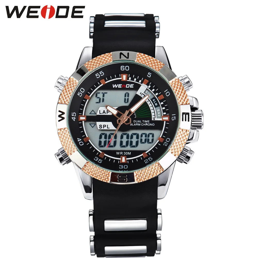 Weide Granville 1104 Fashion Men Silicone Band Multi-functional Dual Display Timing Electronic Quartz Watch
Weide Granville 1104 Fashion Men Silicone Band Multi-functional Dual Display Timing Electronic Quartz Watch