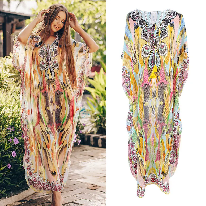 

Chiffon Vocation Beach Dress Robe De Plage Bathing Suit Cover Ups Pareos De Playa Mujer Bikini Cover Up Beachwear Tunic