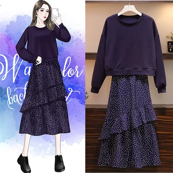 XL 5XL Plus Korea Bigger Sizes Spring Cloth Loose Long Sleeve Hoody Pullover Dot Print Chiffon Vest Mid-Calf Suit Women'S Dress
XL 5XL Plus Korea Bigger Sizes Spring Cloth Loose Long Sleeve Hoody Pullover Dot Print Chiffon Vest Mid-Calf Suit Women'S Dress