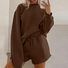Tracksuit Women Full Sleeve Top Elastic Waist Shorts Two Piece Set Autumn Woman Shorts Outfit Solid Casual Round Neck Loose Suit
Tracksuit Women Full Sleeve Top Elastic Waist Shorts Two Piece Set Autumn Woman Shorts Outfit Solid Casual Round Neck Loose Suit