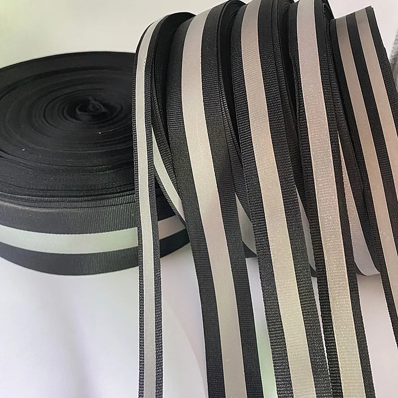 Description Picture 2 of itemNew 5yards Black Safety Silver Reflective Sew on Fabric Tape Strap Vest Webbing