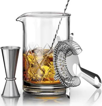 Cocktail Mixing Glass Set - Includes Mixing Spoon, Strainer, Jigger and 18oz 550ml Cocktail Glass - Sturdy, Thick Base
Cocktail Mixing Glass Set - Includes Mixing Spoon, Strainer, Jigger and 18oz 550ml Cocktail Glass - Sturdy, Thick Base