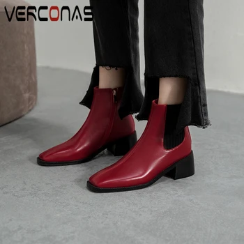 VERCONAS 2020 Autumn Winter New Women Ankle Boots Genuine Leather High Heels Shoes Woman Concise Casual Zipper Square Toe Boots
VERCONAS 2020 Autumn Winter New Women Ankle Boots Genuine Leather High Heels Shoes Woman Concise Casual Zipper Square Toe Boots