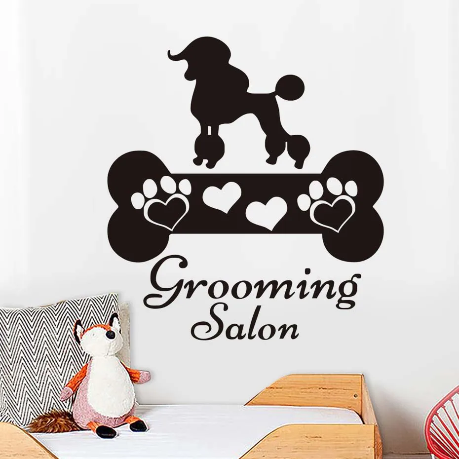 Grooming Salon Wall Sticker Dog And Bone Decals Vinyl Living Room Bedroom Home Decor Pet Shop Decoration Murals | Дом и сад
