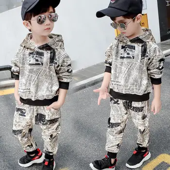 Boys set 2019 winter new hooded printed newspaper plus velvet tops + pants 2pcs suit children clothes 2-8Y ws1298 
Boys set 2019 winter new hooded printed newspaper plus velvet tops + pants 2pcs suit children clothes 2-8Y ws1298