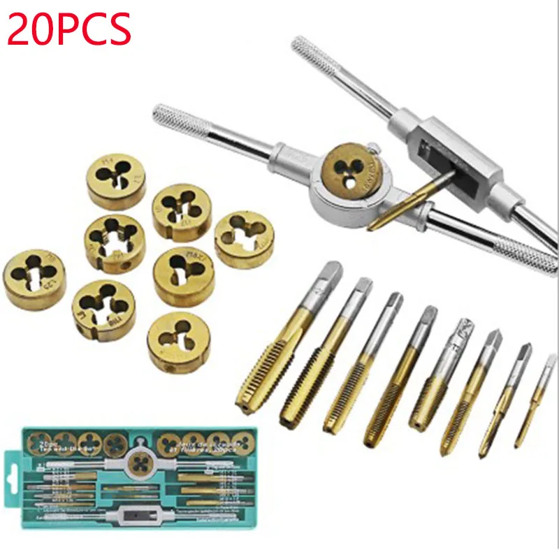 20Pcs Titanium Alloy Mini Tap and Die Set Adjustment Metric Thread Taps Wrench Cutting Dies External Internal Hand Tool Tools
20Pcs Titanium Alloy Mini Tap and Die Set Adjustment Metric Thread Taps Wrench Cutting Dies External Internal Hand Tool Tools