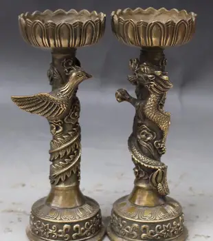 zhmui88002841592++7" Old Chinese Folk Bronze Carving Dragon Phoenix Candlestick Holder Statue Pair
zhmui88002841592++7" Old Chinese Folk Bronze Carving Dragon Phoenix Candlestick Holder Statue Pair