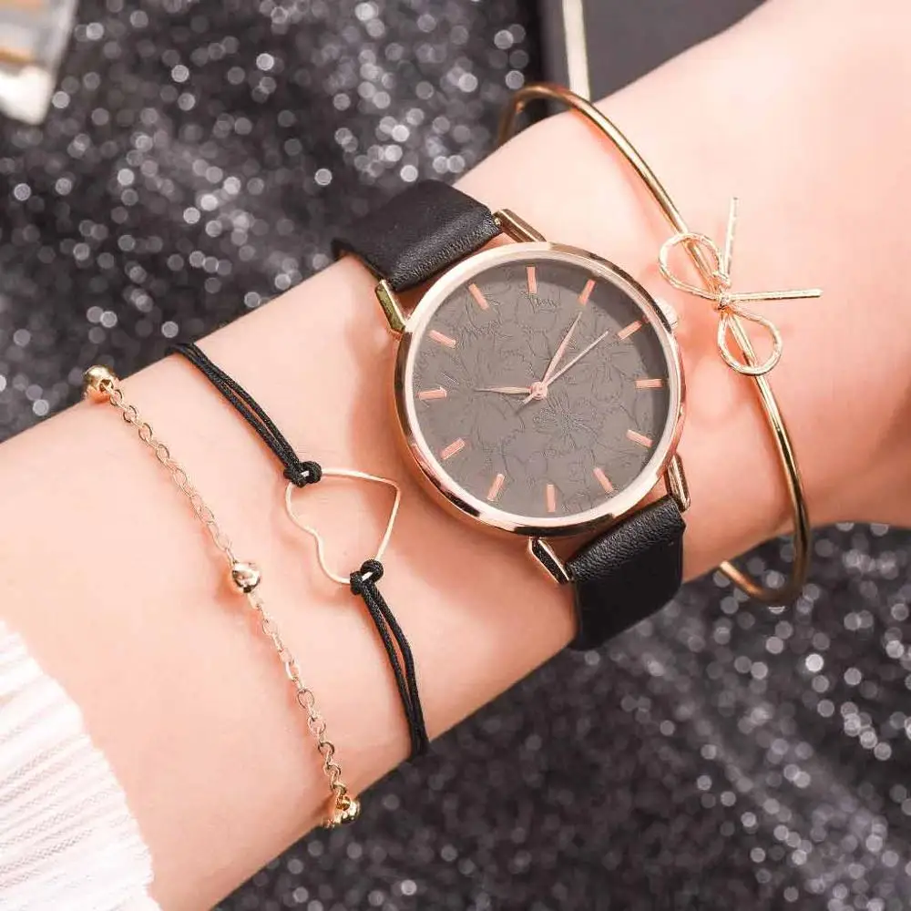 Fashion Delicate European Simple Casual Bracelet Watch Suit Leather Women Watches And 3pc Elegant Bracelet Quartz Reloj Mujer
Fashion Delicate European Simple Casual Bracelet Watch Suit Leather Women Watches And 3pc Elegant Bracelet Quartz Reloj Mujer