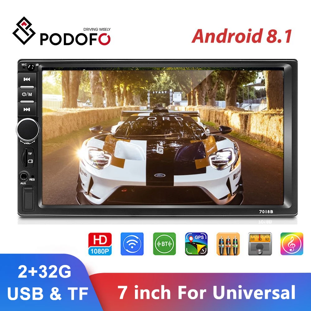 Podofo 2 Din 7 "Android 8 1 автомобильная стереосистема Радио Мультимедийный видеоплеер