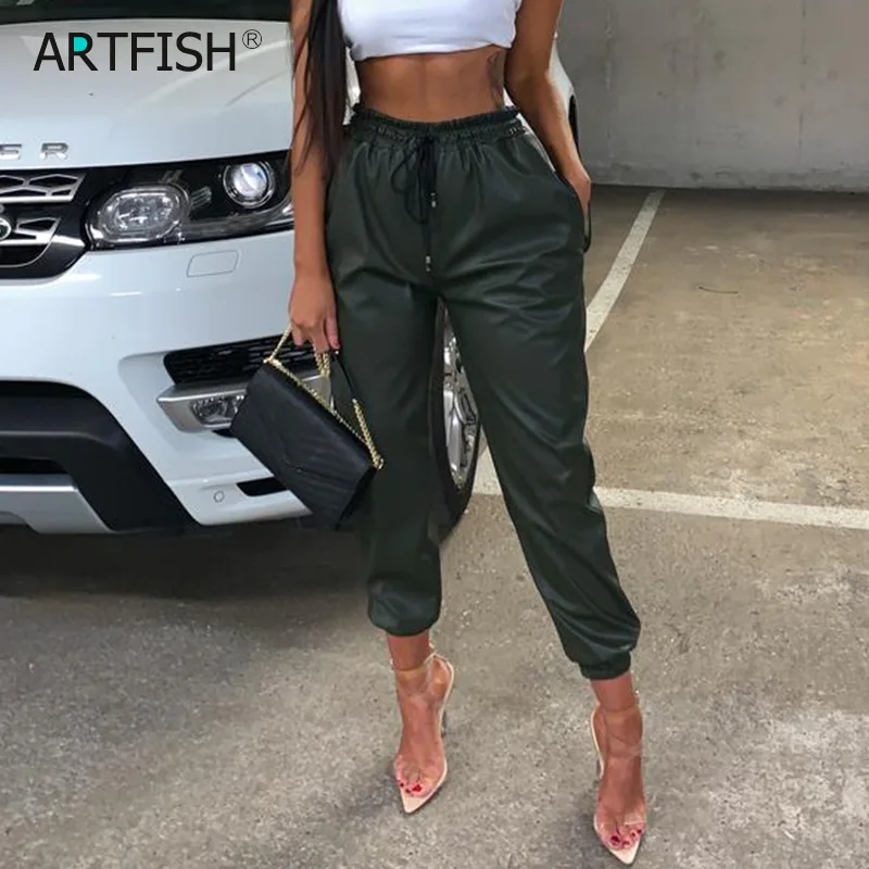 Fashion PU Leather Pants Women Street Lady Elastic Waist Pencil Pants Autumn Drawstring Sweatpants Pockets Cool Trousers GV109
Fashion PU Leather Pants Women Street Lady Elastic Waist Pencil Pants Autumn Drawstring Sweatpants Pockets Cool Trousers GV109