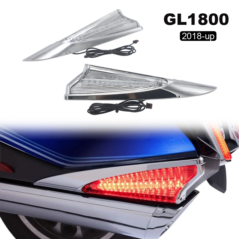 

NEW For HONDA Gold Wing GL 1800 Goldwing GL1800 & F6B 2018-UP Motorcycle Saddlebag Accent Swoop LED Light Case Cover Chrome 2020