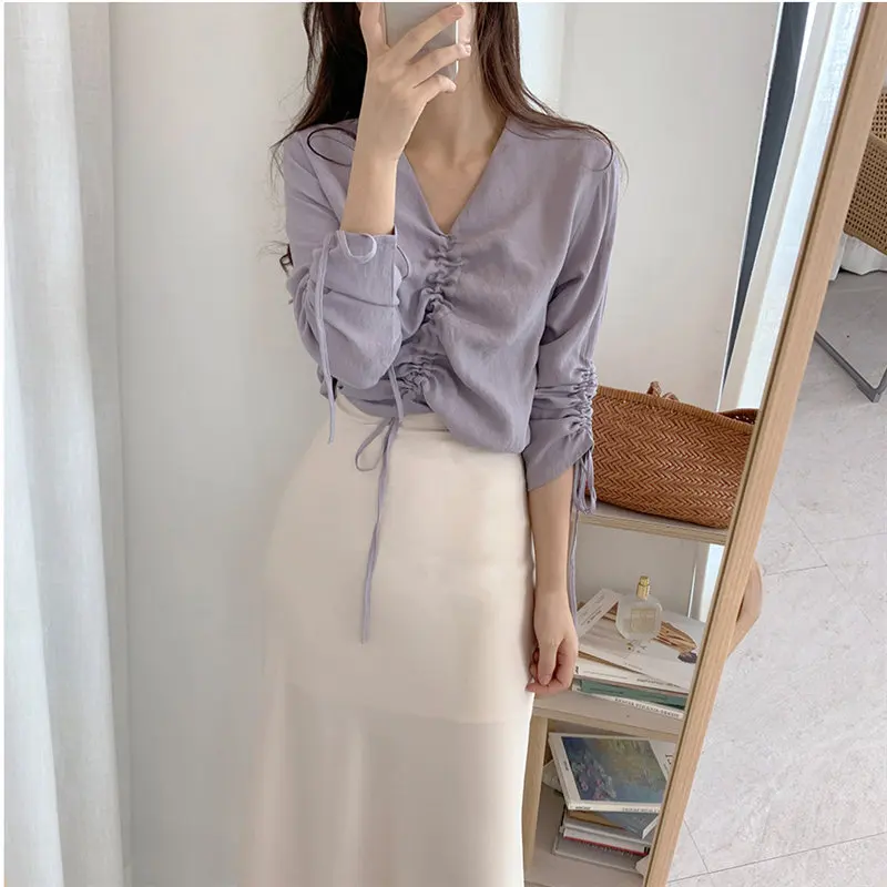 Alien Kitty New Design Purple Elegant V-Neck Drawstring Sexy All-Match Stylish Gentle Loose Office Ladies Brief Casual Shirts
Alien Kitty New Design Purple Elegant V-Neck Drawstring Sexy All-Match Stylish Gentle Loose Office Ladies Brief Casual Shirts