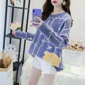 Autumn Fashion Sweater Women Bear Pattern Round Collar Long Sleeve Pullover Kawaii Loose Casual Sweater Tops
Autumn Fashion Sweater Women Bear Pattern Round Collar Long Sleeve Pullover Kawaii Loose Casual Sweater Tops