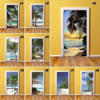 3D Self Adhesive Wall Art Decal Coconut Tree with Sea View Door New Sticker For Home Door Decor Renovation Print Canvas Picture 
3D Self Adhesive Wall Art Decal Coconut Tree with Sea View Door New Sticker For Home Door Decor Renovation Print Canvas Picture