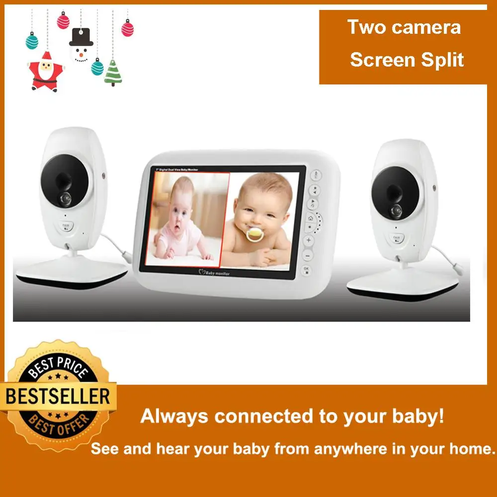 7" Wireless 720P HD Baby Monitor With Two Digital Camera IR Night Vision Intercom Nanny Video Baby Monitor Supports Screen Split
7" Wireless 720P HD Baby Monitor With Two Digital Camera IR Night Vision Intercom Nanny Video Baby Monitor Supports Screen Split