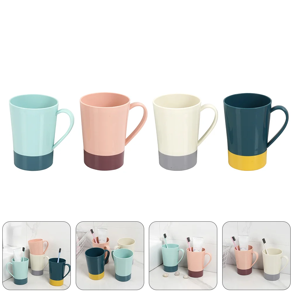 4Pcs Simple Bathroom Cups Useful Toothbrush Chic Tooth Brushing Tumbler |