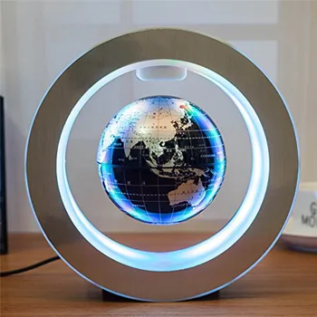 원형 LED 지구 마그네틱 플로팅 지구, 지리 부상 회전 야간 램프, 세계 지도, 학교 사무실 용품, 홈 데코, 4 인치