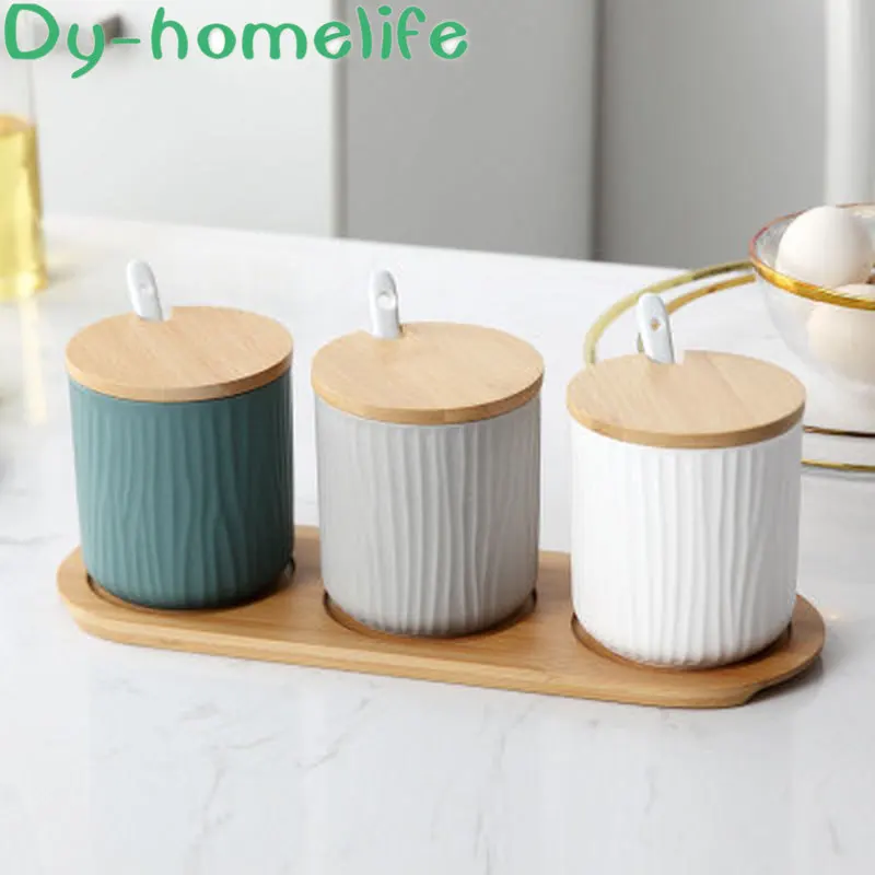 Multi-size 3 Color Nordic Wooden Lid Wooden Tray with Spoon Ceramic Seasoning Pot Set Kitchen Supplies Salt Sugar Pepper Bottle
Multi-size 3 Color Nordic Wooden Lid Wooden Tray with Spoon Ceramic Seasoning Pot Set Kitchen Supplies Salt Sugar Pepper Bottle