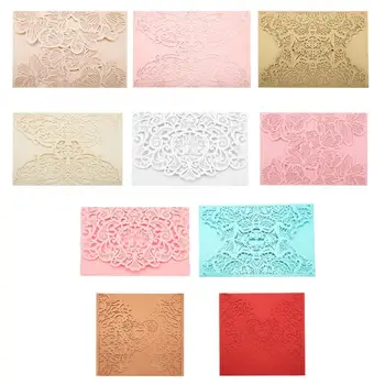 

10Pcs European Style Wedding Invitations Cards Carving Birthday Party Invitations Envelopes Invitations Cards