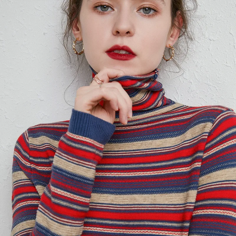 Women half-high Slim Sweater Wool stripe Stretch Warm Elegant Jumper Stretch Cashmere OL Base Knit Pullover Plus Size
Women half-high Slim Sweater Wool stripe Stretch Warm Elegant Jumper Stretch Cashmere OL Base Knit Pullover Plus Size
