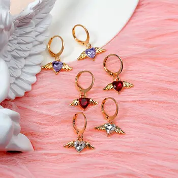 Flatfoosie 2020 Fashion Shiny Heart Crystal Drop Earrings for Women Gold Color Alloy Wing Geometric Earring Jewelry Party Gift 
Flatfoosie 2020 Fashion Shiny Heart Crystal Drop Earrings for Women Gold Color Alloy Wing Geometric Earring Jewelry Party Gift