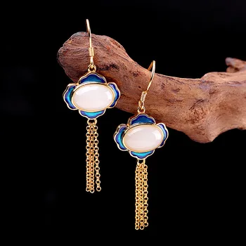 product manufacturer direct selling new earrings S925 pure silver jewelry fashion women's mana burn hetian jade pendant 
product manufacturer direct selling new earrings S925 pure silver jewelry fashion women's mana burn hetian jade pendant