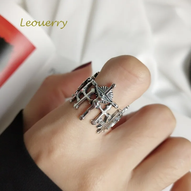 Leouerry 925 Sterling Silver Vintage Design New Jesus Cross Opening Ring Index Finger Rings for Women Religion Jewelry Gift 
Leouerry 925 Sterling Silver Vintage Design New Jesus Cross Opening Ring Index Finger Rings for Women Religion Jewelry Gift