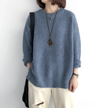 Thickened Plain Sweater Women's Autumn and Winter New Loose Large Solid Color O-neck Retro Versatile Pullover Warm Basic Blue
Thickened Plain Sweater Women's Autumn and Winter New Loose Large Solid Color O-neck Retro Versatile Pullover Warm Basic Blue