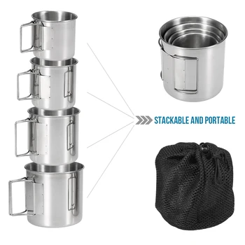 Cups Set Stackable Drinking Water Cups Mugs with Foldable Handles for Home Outdoor Camping Backpacking Pack of 4 Stainless Steel
Cups Set Stackable Drinking Water Cups Mugs with Foldable Handles for Home Outdoor Camping Backpacking Pack of 4 Stainless Steel