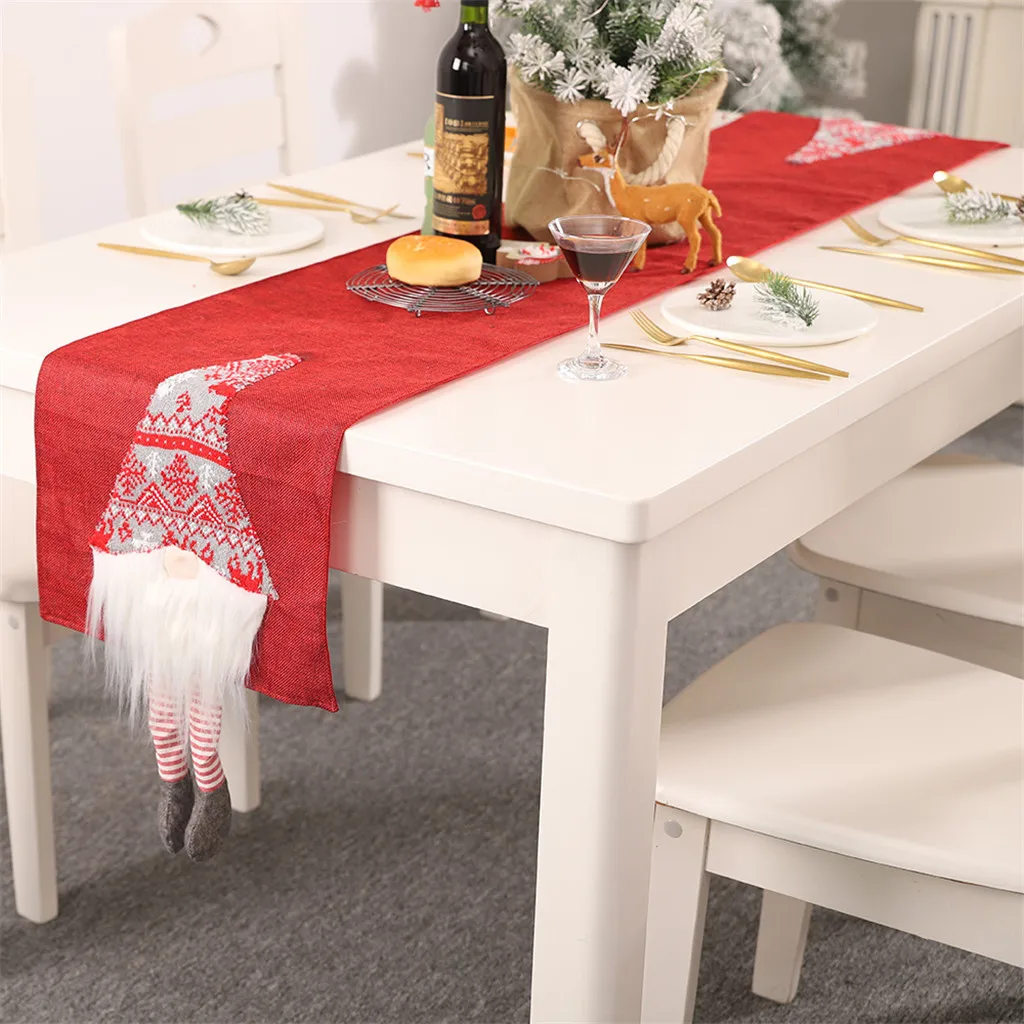 

180x33 cm Christmas Table Runner Mat Tablecloth Christmas Flag Home Party Decorative Santa Claus Tapestry Table Runners @10