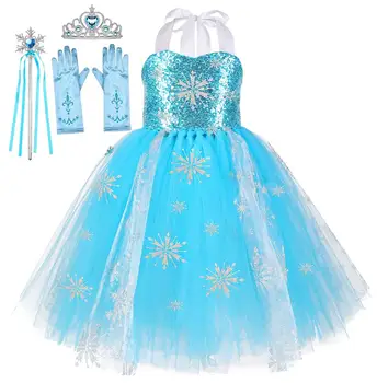 

Snowflake Winter In Wonderland Girls Costume Princess Elsa Anna Birthday Tutu Dress With Wands Gloves Crown Christmas Carnival