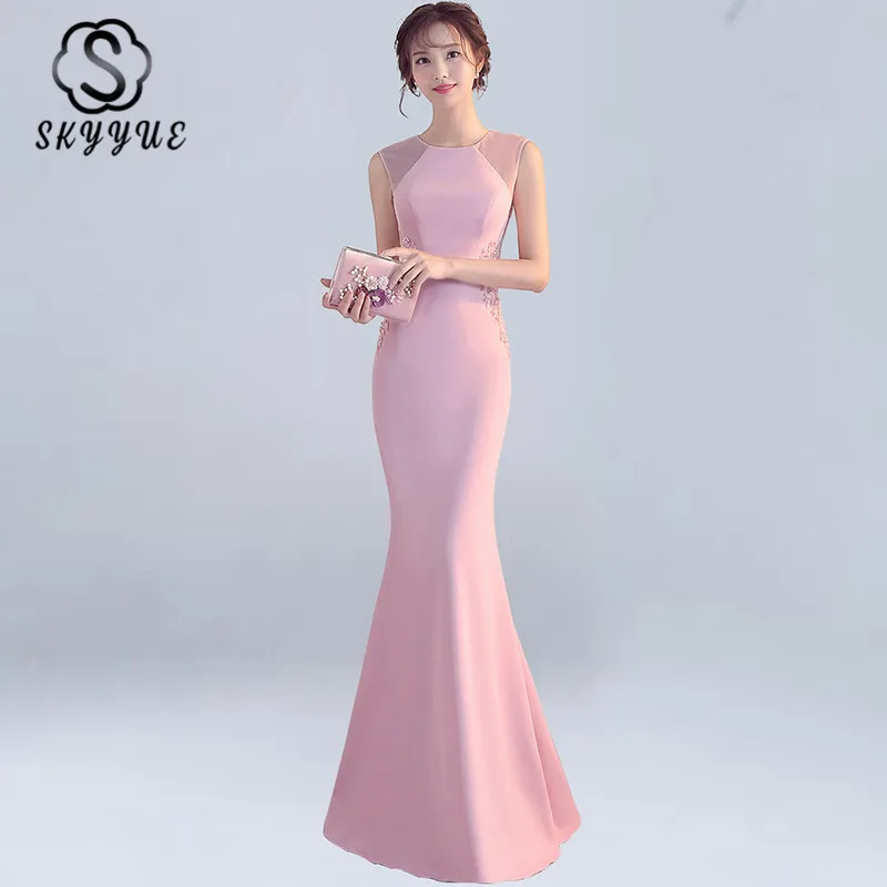 Skyyue 2019 Sleeveless Plears Elegant Eevening Dress Robe De Soiree O-neck Floor Length Women Party Dresses Formal Gowns C189 
Skyyue 2019 Sleeveless Plears Elegant Eevening Dress Robe De Soiree O-neck Floor Length Women Party Dresses Formal Gowns C189