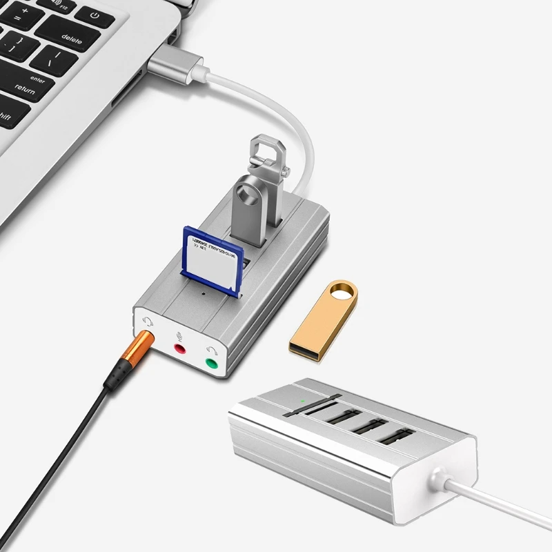 USB to 3 port USB 2.0 HUB with Sound Card TF SD card Reader 8in1 for laptop PC D08B
USB to 3 port USB 2.0 HUB with Sound Card TF SD card Reader 8in1 for laptop PC D08B