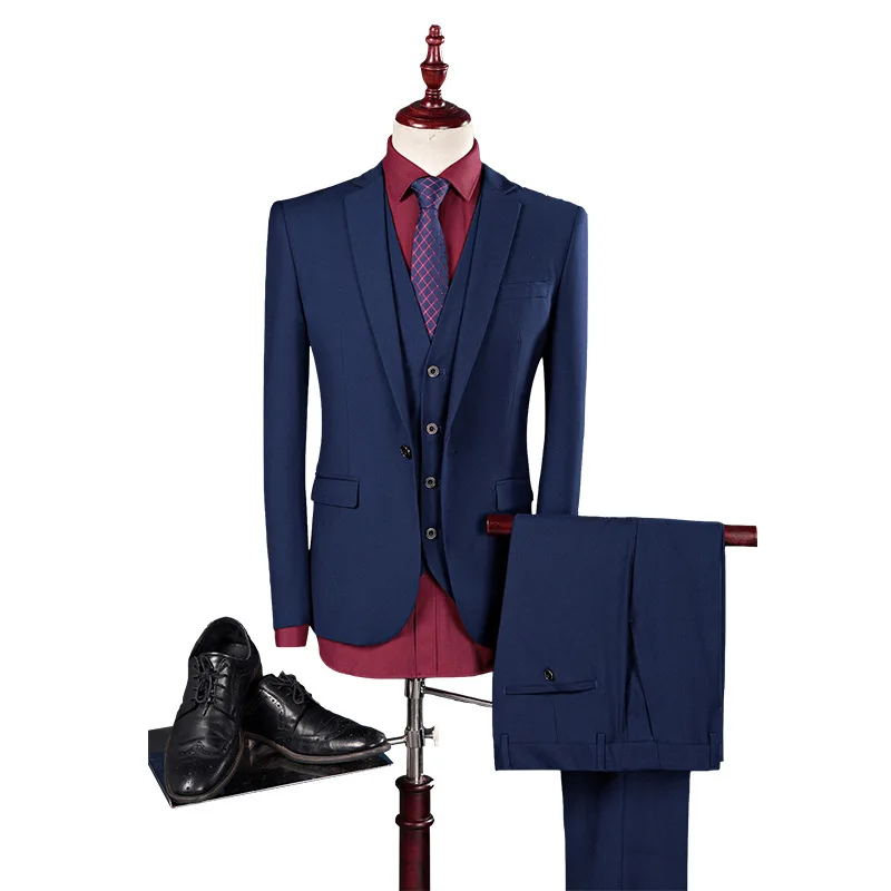 2020 Spring And Autumn Solid Color Suit Three-piece Set Men's Korean-style Slim Fit Casual Groom Suit Set
2020 Spring And Autumn Solid Color Suit Three-piece Set Men's Korean-style Slim Fit Casual Groom Suit Set