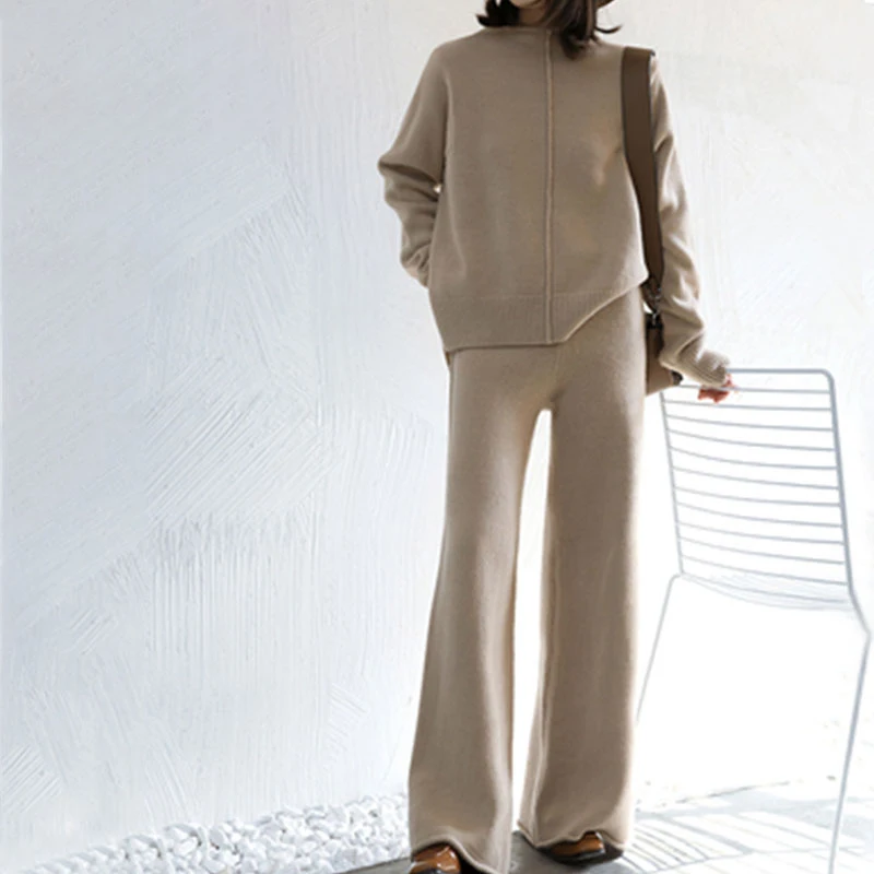 Winter Tracksuit 2 Piece Pant Suits for Women Knitted Long Sleeve Two Piece Set Top and Pants Women Suit Outwear Korean
Winter Tracksuit 2 Piece Pant Suits for Women Knitted Long Sleeve Two Piece Set Top and Pants Women Suit Outwear Korean